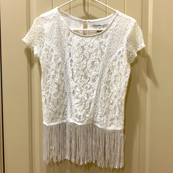 White Rag Top American Rag | Tops | White Lace Fringe Top | Poshmark